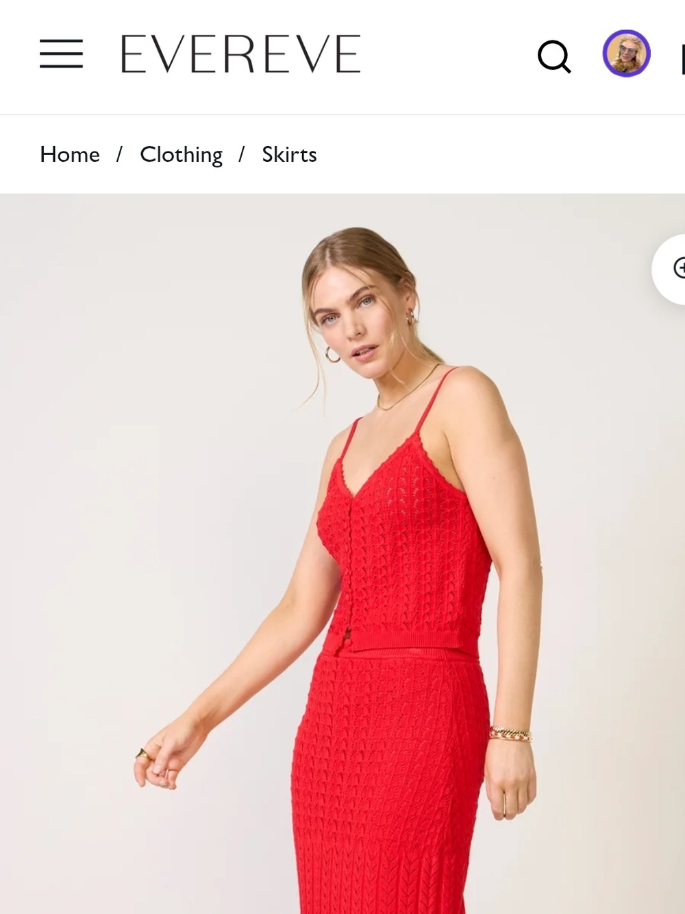 Z Supply Red Knit Midi skirt with matching camisole